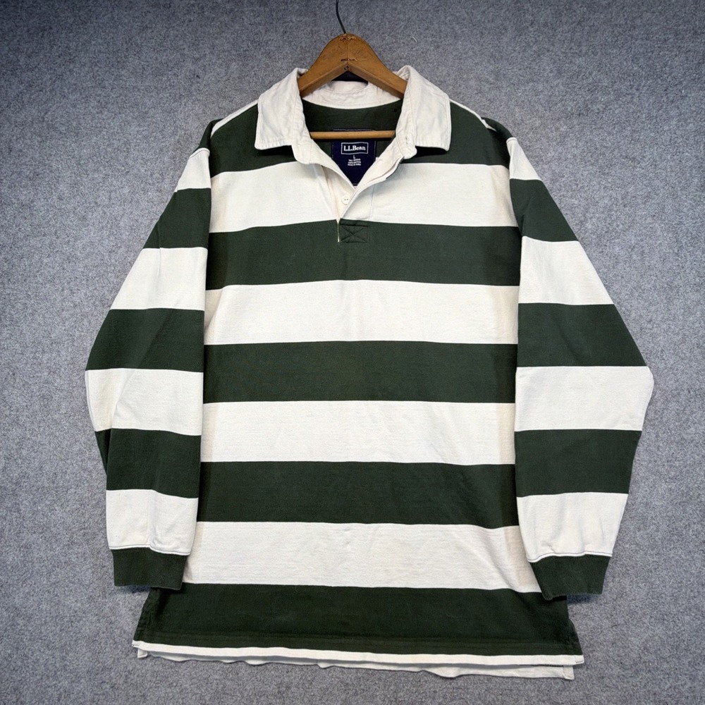 Vintage LL Bean Rugby Shirt Mens Large Tall Heavy Cotton Polo Preppy Y2K